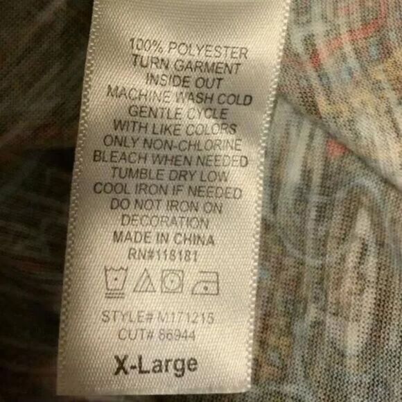 French Blue Women's Multicolor Paisley Shirt Back Embroidered 3/4 Sleeves Top XL - Picture 6 of 6